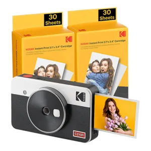 Kodak Mini Shot 2 Retro C210rw Portable Wireless Camera and Photo Bundle 2.1x3.4 White