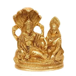 Krishna Enterprises Brass Vishnu and Laxmi Ji Murti/Statue for Home Temple || Office Temple || Gifting || Size : 10x5x10 Cms ||Golden.