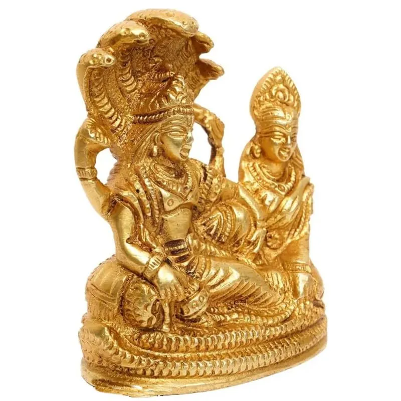 Krishna Enterprises Brass Vishnu and Laxmi Ji Murti/Statue for Home Temple || Office Temple || Gifting || Size : 10x5x10 Cms ||Golden.