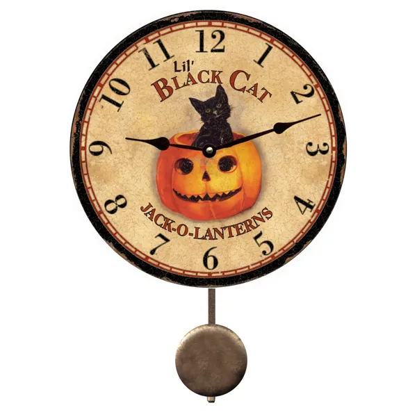Lil "Little" Black Cat Clock-Halloween Holiday Clock