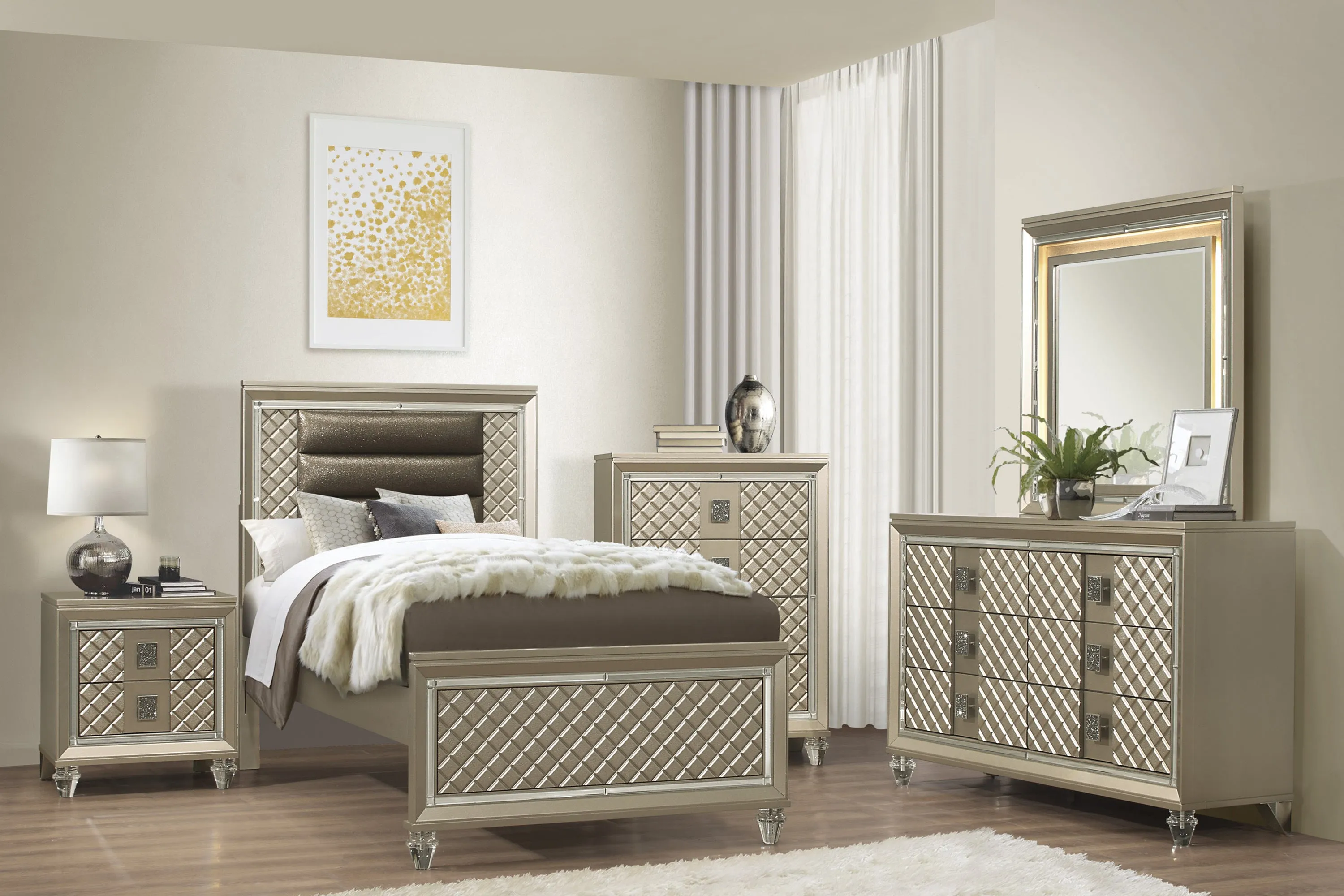 Loudon Gold Storage Bedroom Collection