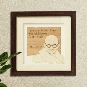 Mahatma Gandhi Wood Art Frame 10 in x 10 in