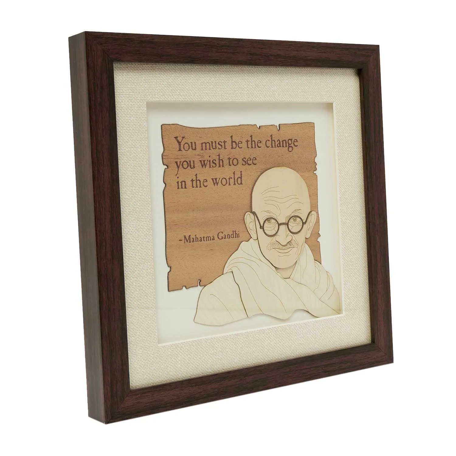 Mahatma Gandhi Wood Art Frame 10 in x 10 in