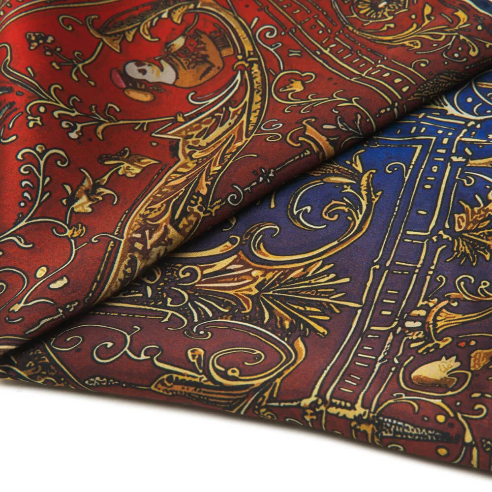 Medieval Monogram Letter K Red and Blue Silk Pocket Square