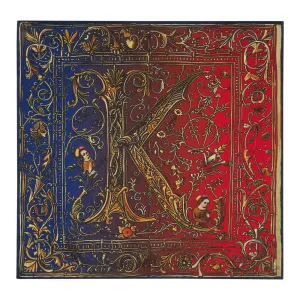 Medieval Monogram Letter K Red and Blue Silk Pocket Square