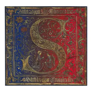 Medieval Monogram Letter S Red and Blue Silk Pocket Square