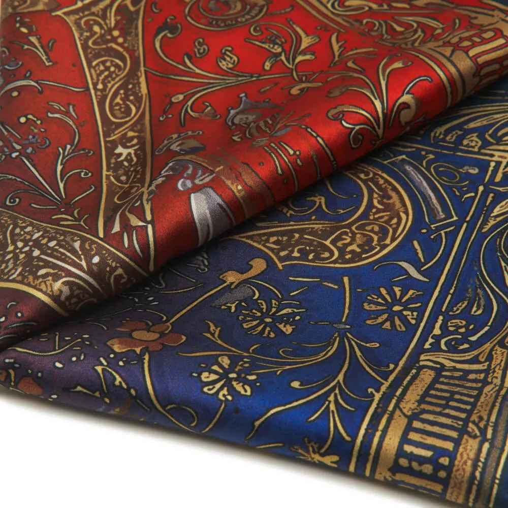 Medieval Monogram Letter X Red and Blue Silk Pocket Square