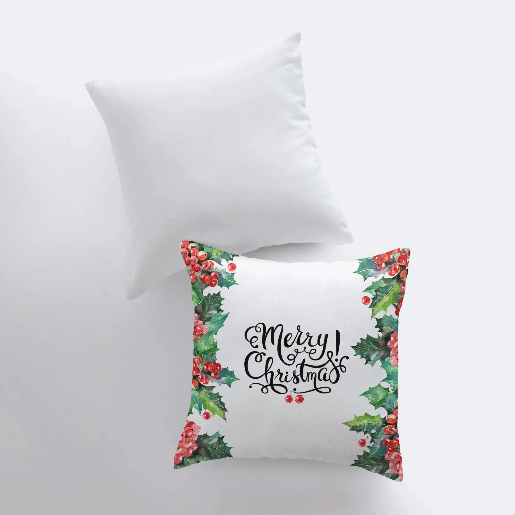 Merry Christmas Holly | Pillow Cover | Christmas Pillowcases | Christmas Decor | Throw Pillow | Home Décor | Christmas tree | Christmas Gift