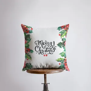 Merry Christmas Holly | Pillow Cover | Christmas Pillowcases | Christmas Decor | Throw Pillow | Home Décor | Christmas tree | Christmas Gift