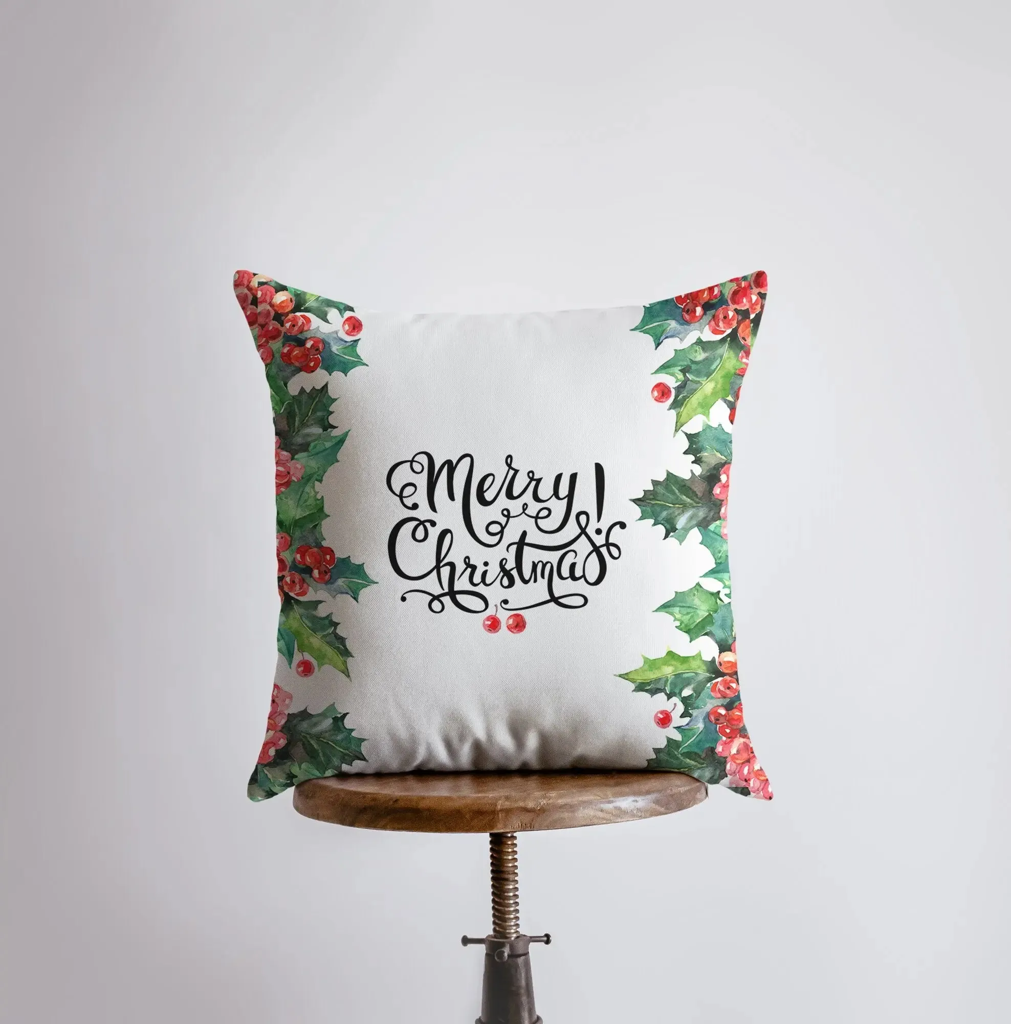 Merry Christmas Holly | Pillow Cover | Christmas Pillowcases | Christmas Decor | Throw Pillow | Home Décor | Christmas tree | Christmas Gift