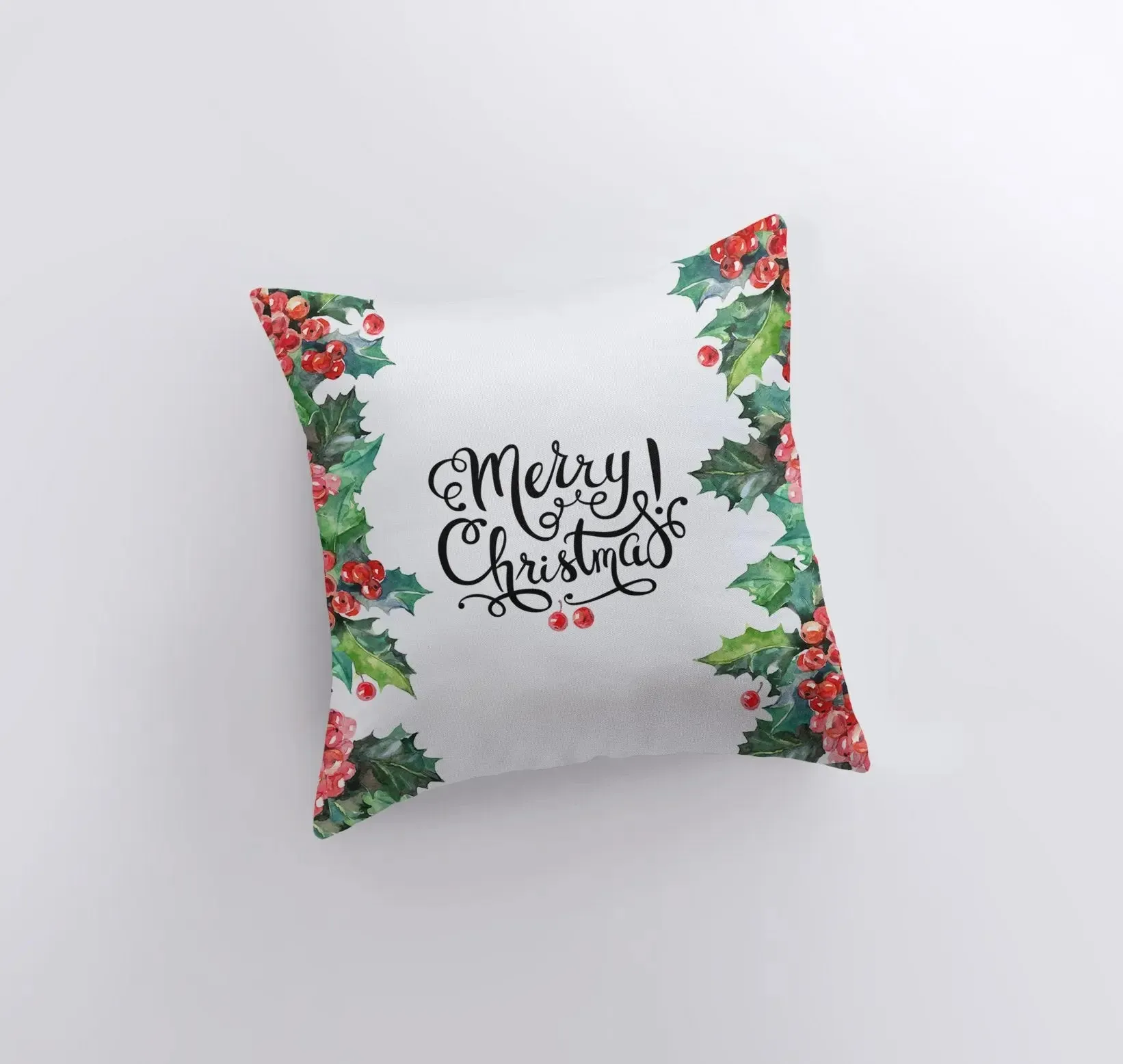 Merry Christmas Holly | Pillow Cover | Christmas Pillowcases | Christmas Decor | Throw Pillow | Home Décor | Christmas tree | Christmas Gift