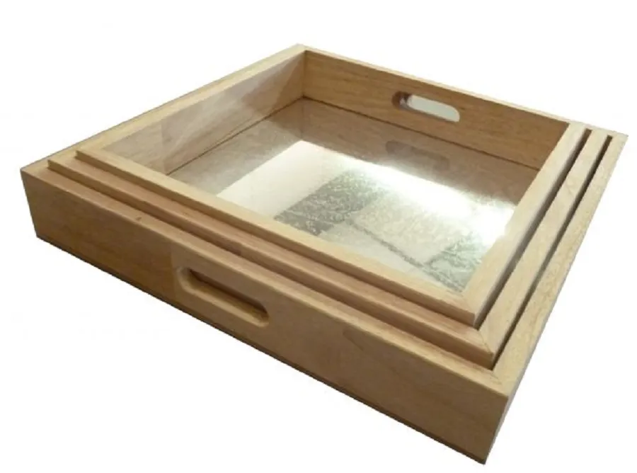 Mirror Trays Square set of 3