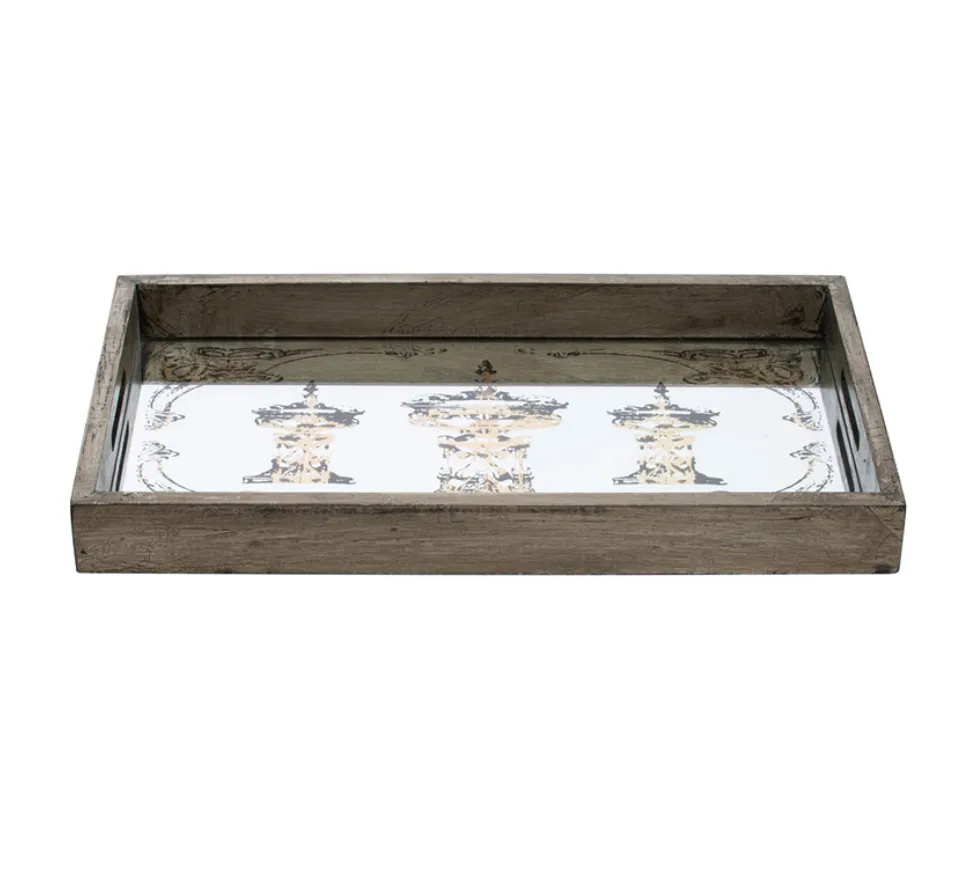 Mirrored Antiqued Tray