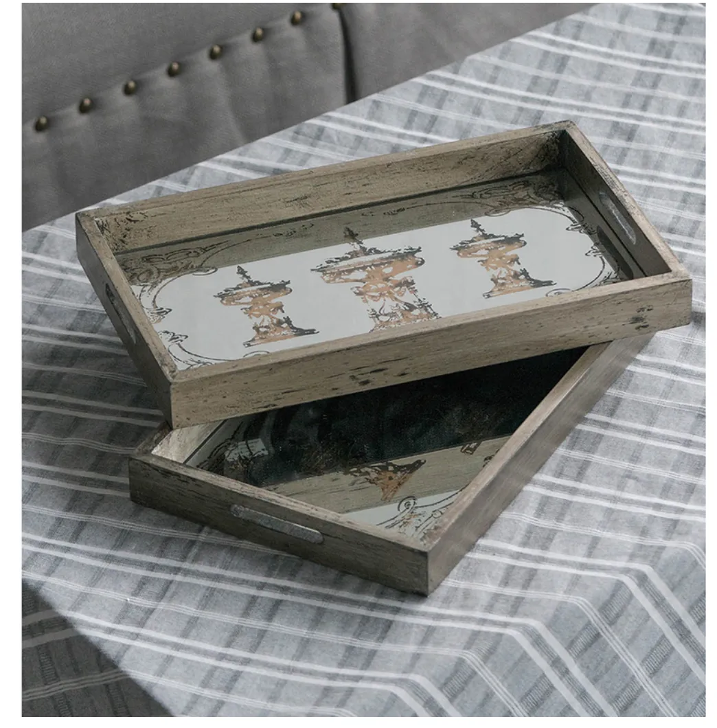 Mirrored Antiqued Tray
