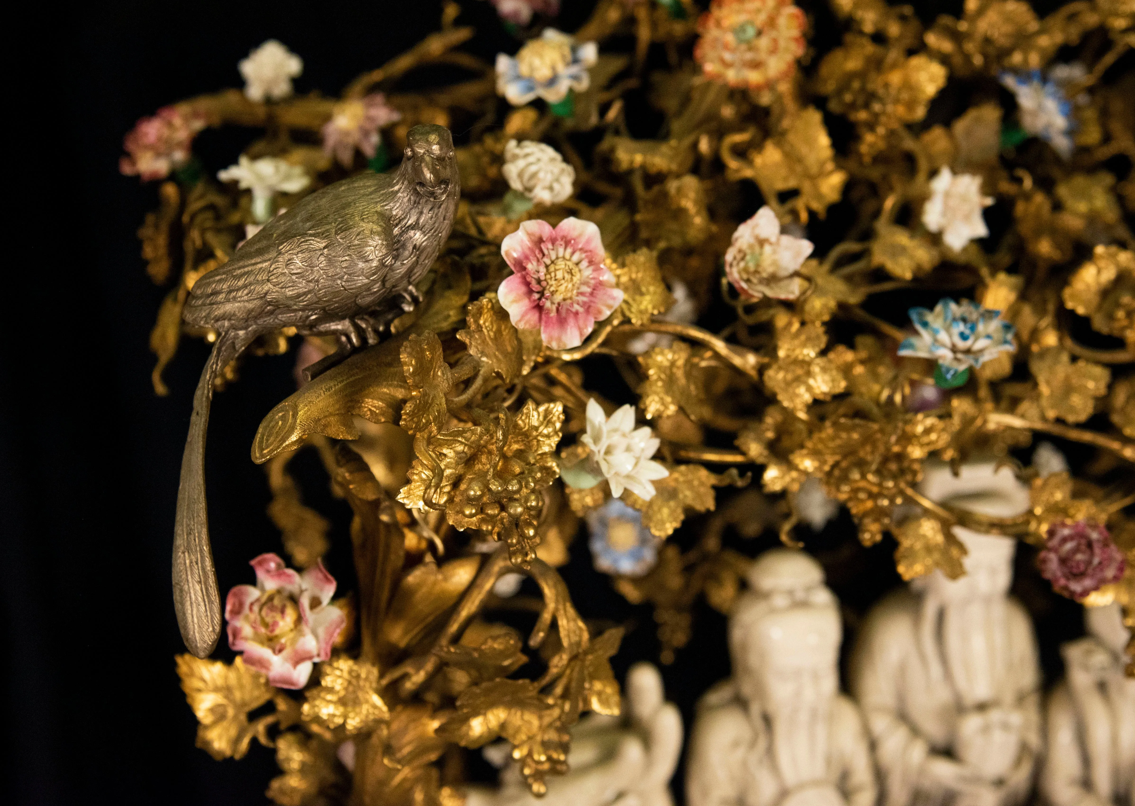 Monumental Japy Frères ormolu Chinoiserie clock (c. 1870 and porcelain, c. 1800)