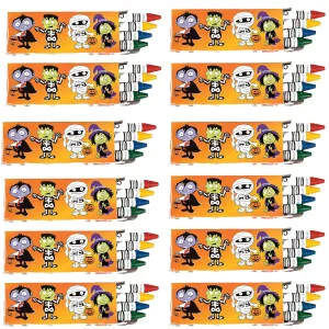 Neliblu Halloween Character Crayons - Bulk Pack of 12 Boxes With 4 Crayons In Each