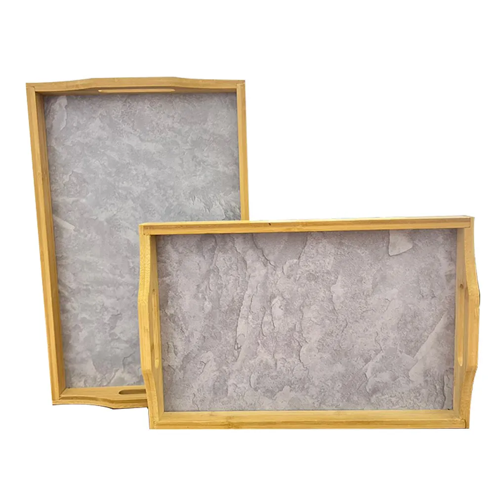 (NET) Bamboo Combination Tray Set with 4 Color Options, Set Of 2 Pieces / 004005