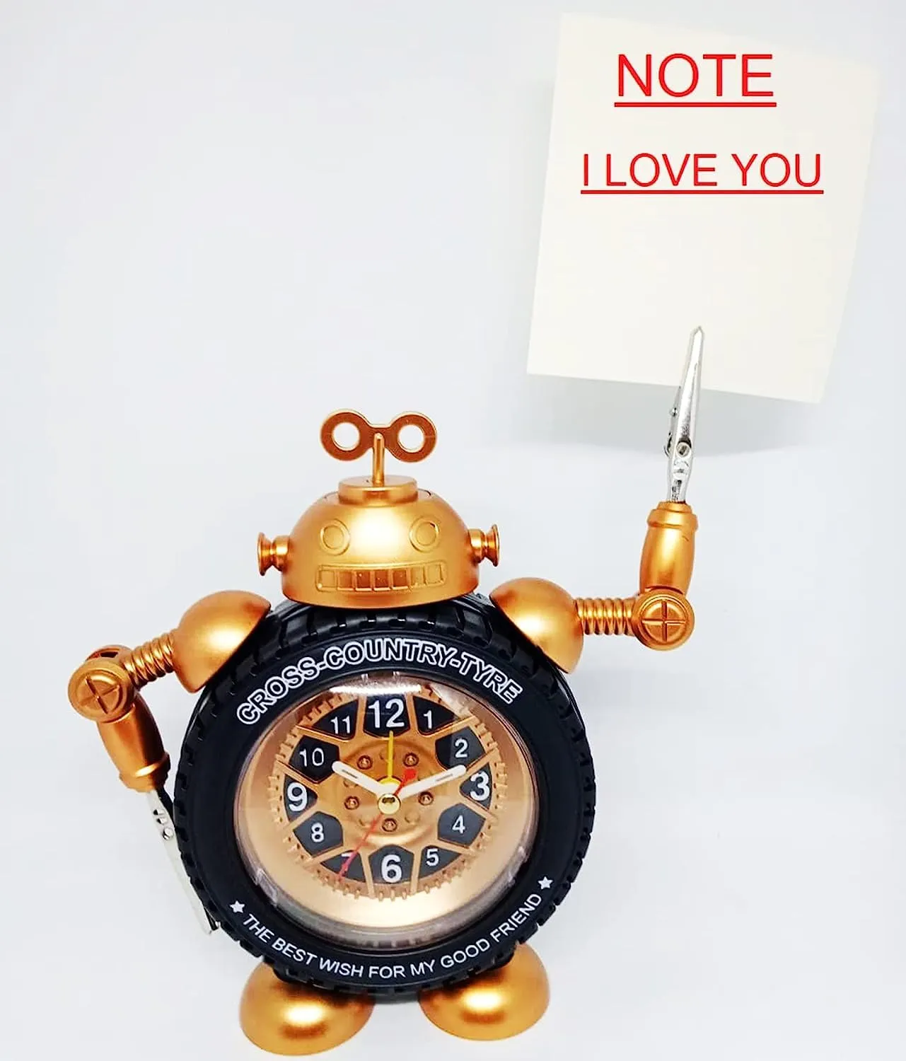 NYRWANA Analogue Desk Tyre Table Clock for Home Best Diwali Gifts Items Diwali Home Decor Items - (Gold)