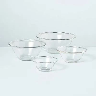 Open Box - 4pc Glass Mixing Bowl Set Clear - Hearth & Hand with Magnolia