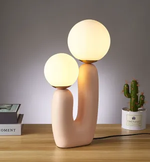 Pale Pink Abstract Modern Dual Bulb Cactus Lamp