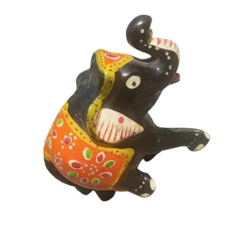 Paper Mache Elephant Action Showpiece for Home Décor(11X08) CM