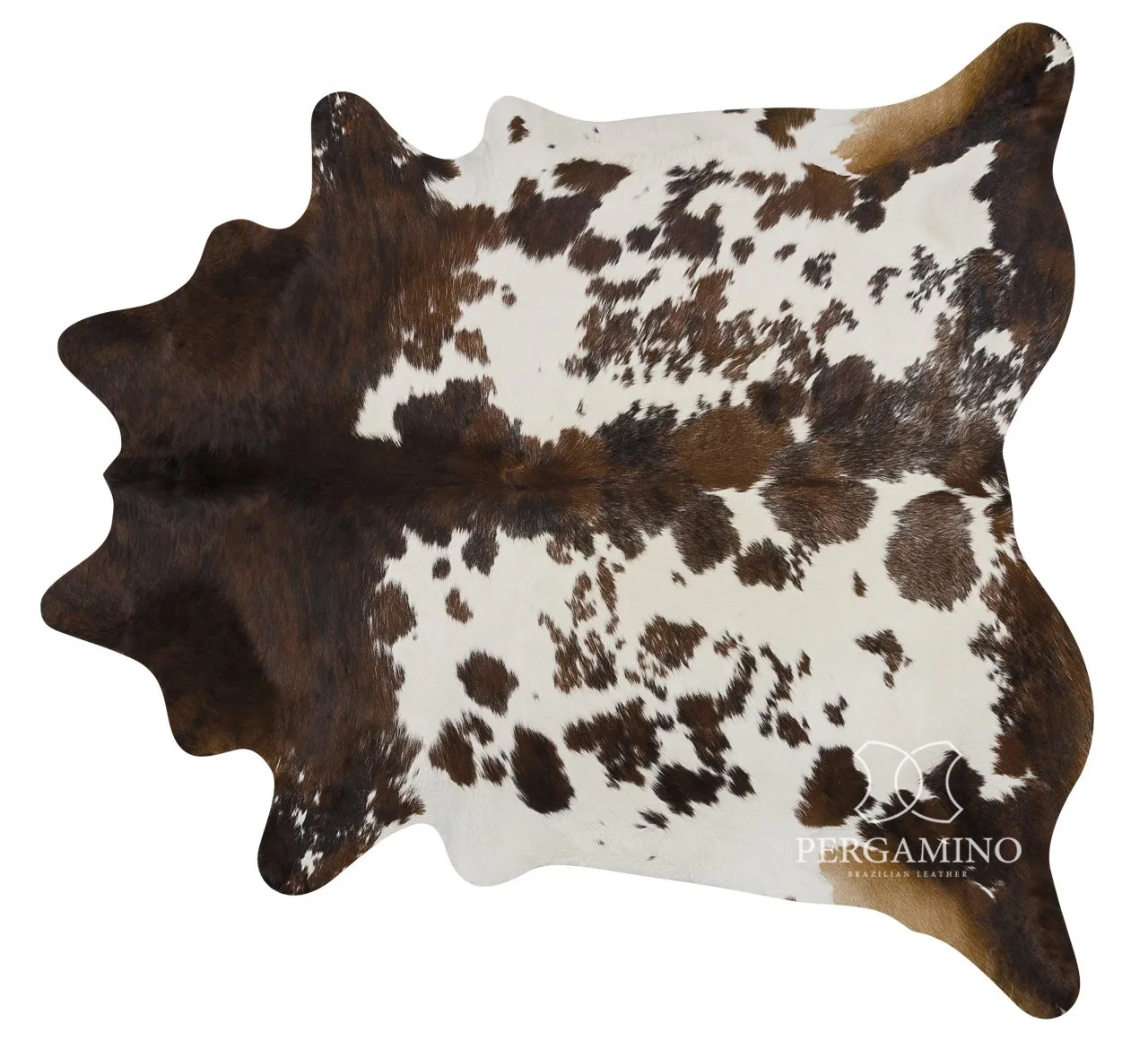 Pergamino Tricolour Brown and White Cowhide Rug
