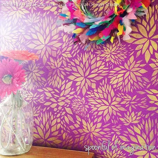 Petal Play Floral Damask Wall Stencil