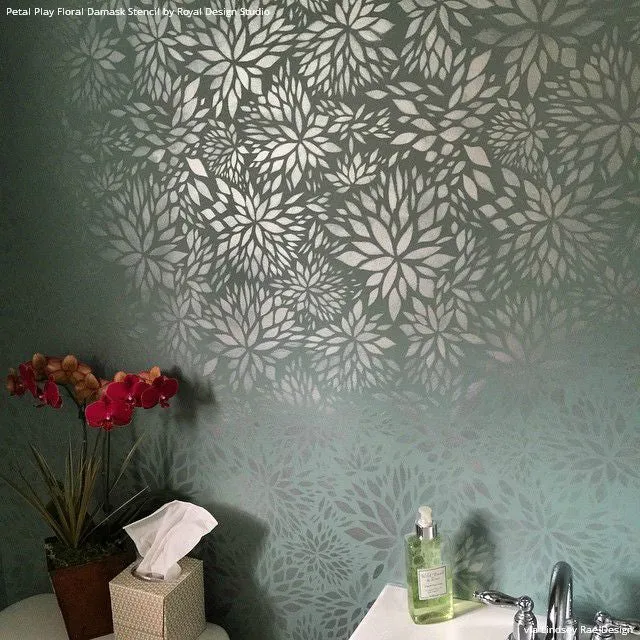 Petal Play Floral Damask Wall Stencil