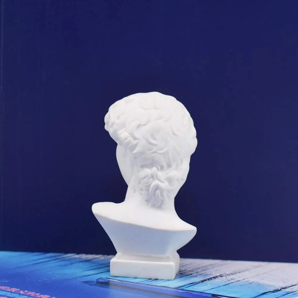 picaru Resin Bust Statue 2.76 Inch Plaster Figurines Mini Home Decoration Sculpture White for Art Hobbyist-David