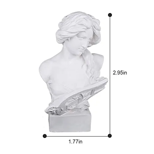 picaru Resin Bust Statue 2.95 Inch Plaster Figurines Mini Home Decoration Sculpture White for Art Hobbyist-Artemis