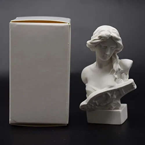 picaru Resin Bust Statue 2.95 Inch Plaster Figurines Mini Home Decoration Sculpture White for Art Hobbyist-Artemis