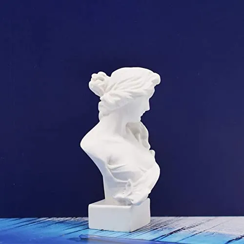 picaru Resin Bust Statue 2.95 Inch Plaster Figurines Mini Home Decoration Sculpture White for Art Hobbyist-Artemis