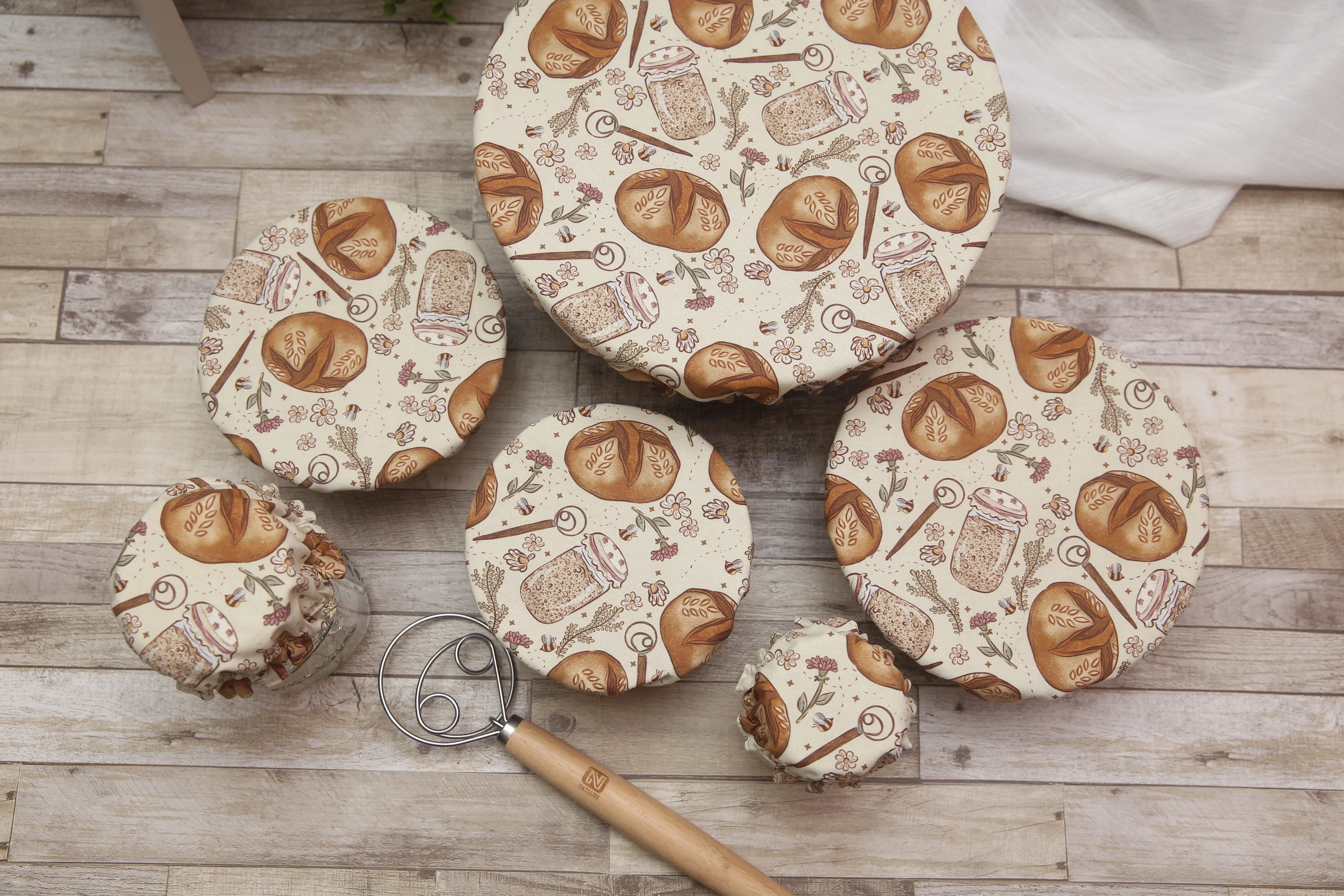 PRE-ORDER NON-PROP (Sourdough!) Bowl, Jar, Cup, Plate COVERS; Hot Pads; Jar Openers; MADE TO ORDER