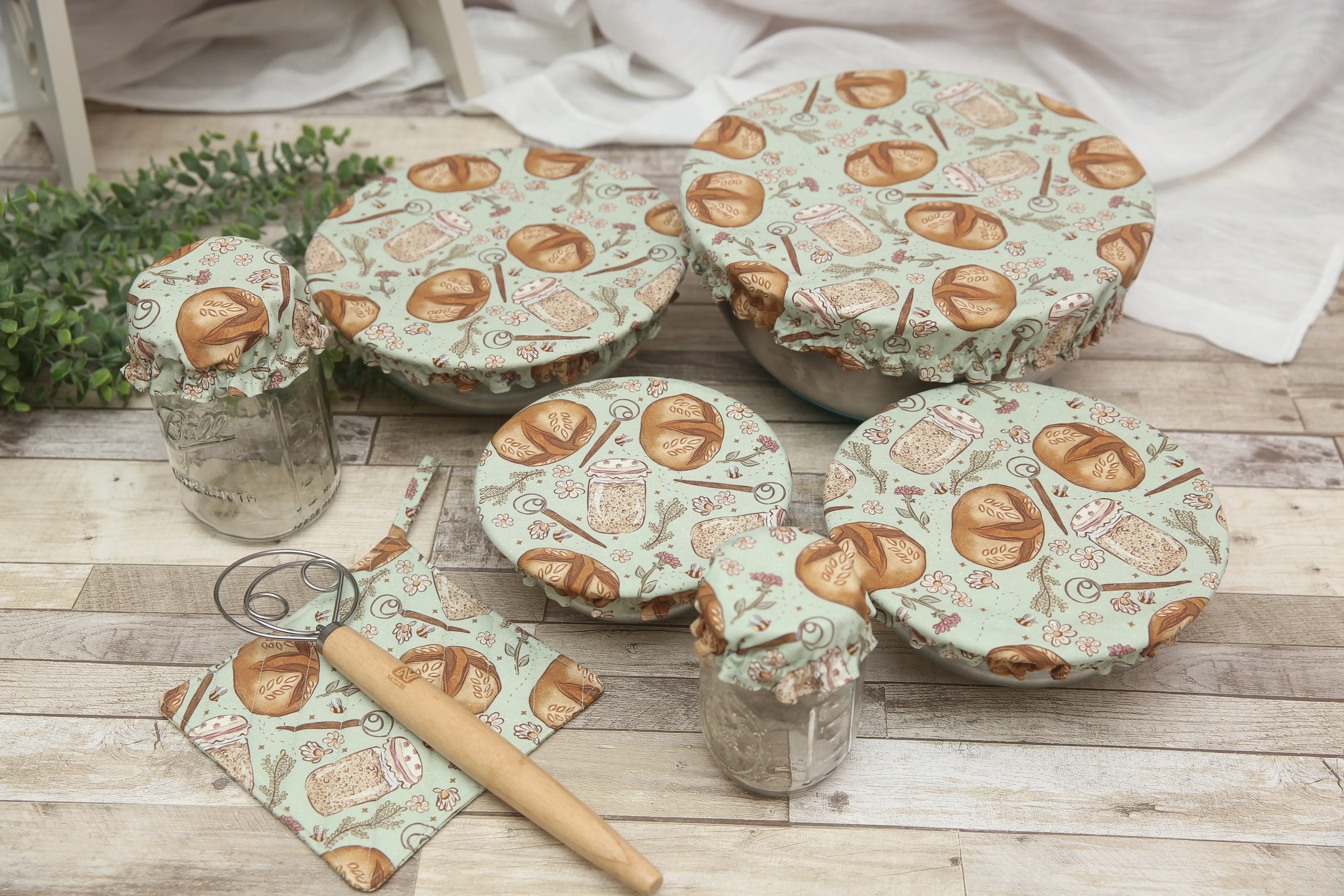PRE-ORDER NON-PROP (Sourdough!) Bowl, Jar, Cup, Plate COVERS; Hot Pads; Jar Openers; MADE TO ORDER