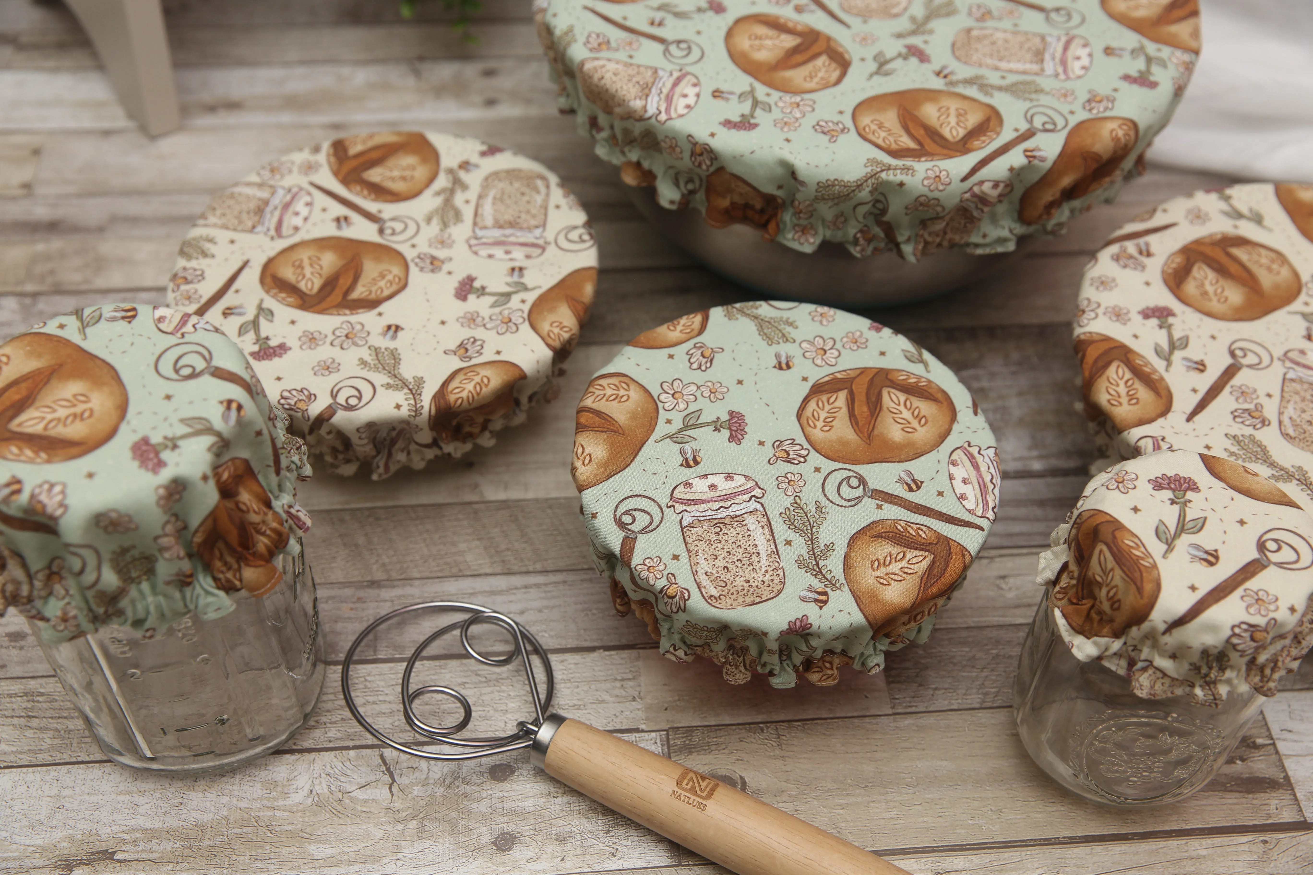 PRE-ORDER NON-PROP (Sourdough!) Bowl, Jar, Cup, Plate COVERS; Hot Pads; Jar Openers; MADE TO ORDER