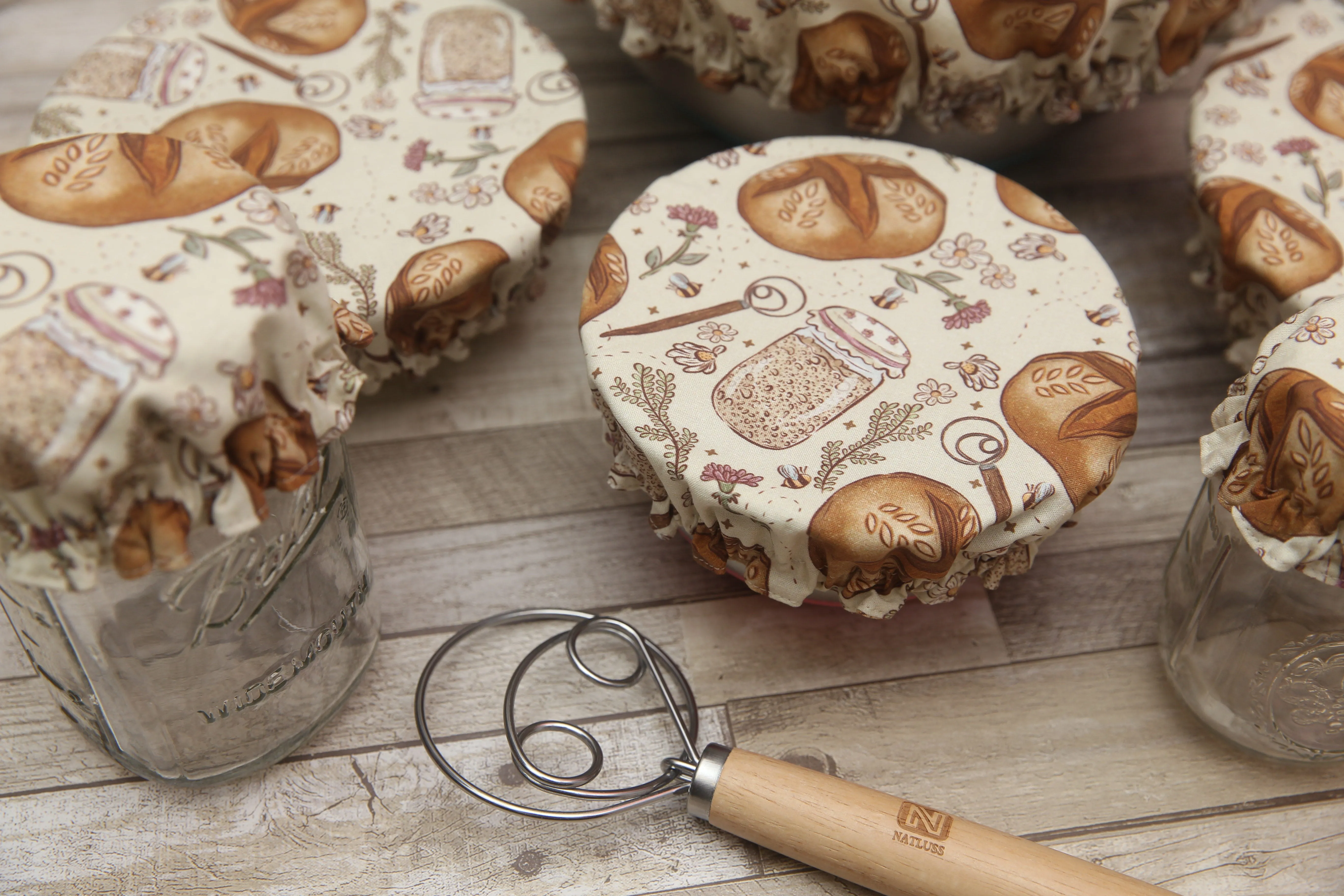 PRE-ORDER NON-PROP (Sourdough!) Bowl, Jar, Cup, Plate COVERS; Hot Pads; Jar Openers; MADE TO ORDER