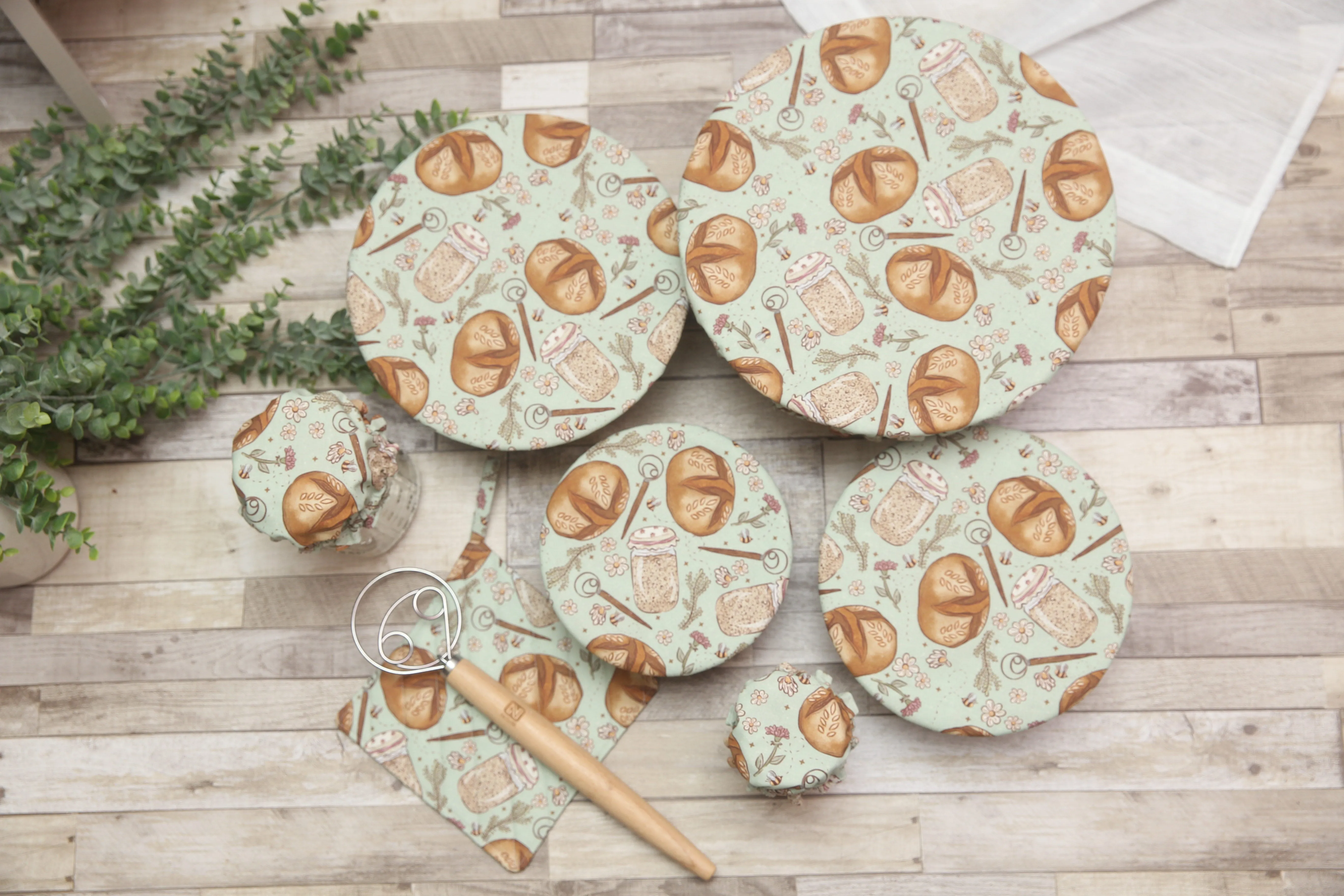 PRE-ORDER NON-PROP (Sourdough!) Bowl, Jar, Cup, Plate COVERS; Hot Pads; Jar Openers; MADE TO ORDER