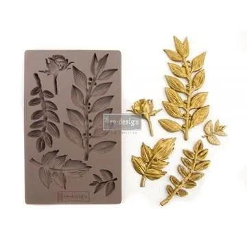 PRIMA REDESIGN  DECOR MOULDS - LEAFY BLOSSOMS 5x8