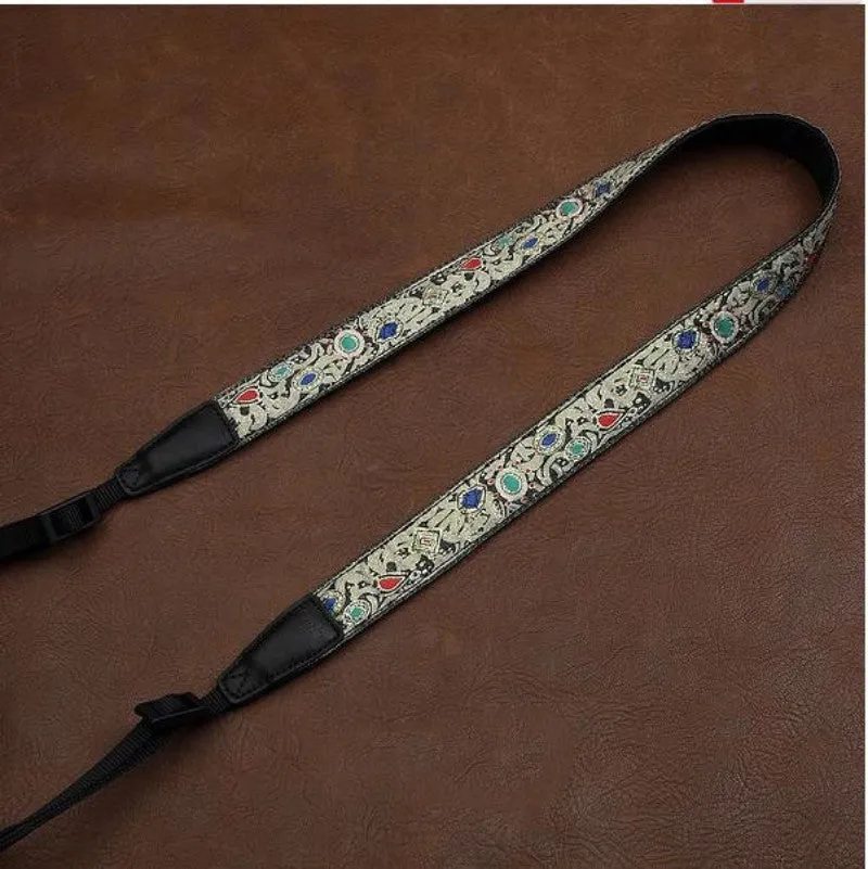 Retro Embroidered Style Strap  Handmade Leather Camera Strap 7589