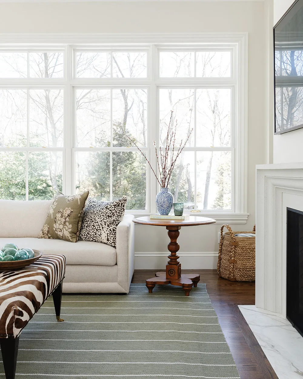 Ripple Green Stripe Reversible Rug