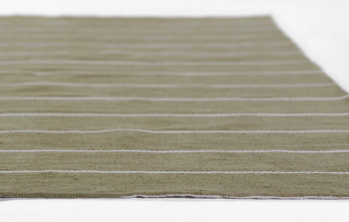 Ripple Green Stripe Reversible Rug