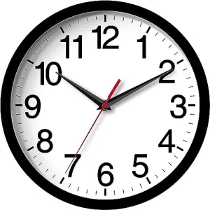 Rohioue Wall Clock, Modern 10 Inch Battery Operated Wall Clocks, Silent Non Ticking Analog Clock for Living Room, Office, Home, Bedroom, Kitchen, Bathroom(Black)