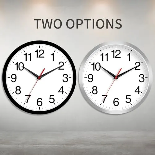 Rohioue Wall Clock, Modern 10 Inch Battery Operated Wall Clocks, Silent Non Ticking Analog Clock for Living Room, Office, Home, Bedroom, Kitchen, Bathroom(Black)