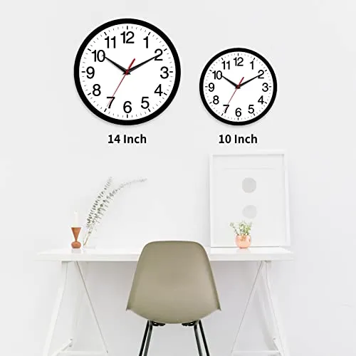 Rohioue Wall Clock, Modern 10 Inch Battery Operated Wall Clocks, Silent Non Ticking Analog Clock for Living Room, Office, Home, Bedroom, Kitchen, Bathroom(Black)