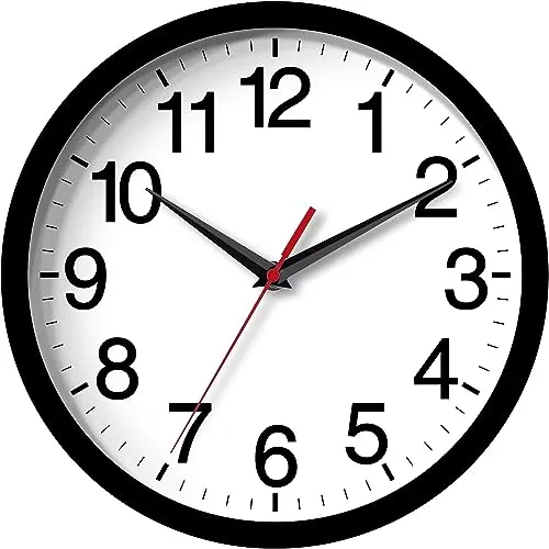 Rohioue Wall Clock, Modern 10 Inch Battery Operated Wall Clocks, Silent Non Ticking Analog Clock for Living Room, Office, Home, Bedroom, Kitchen, Bathroom(Black)