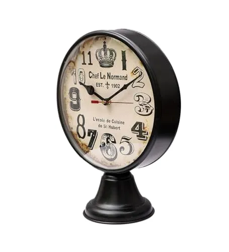 Roomattic 8 Inch Beautiful Vintage Metal Table Clock