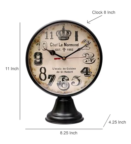 Roomattic 8 Inch Beautiful Vintage Metal Table Clock