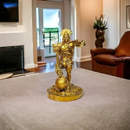 Rudram Bahubali Hanuman Ji Murti Statue for Home, Car Dashboard, Altars, Hindu Deity Figurine, Office Desk, Study Room (Large)