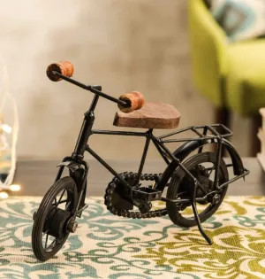 S Rock Handicrafts Wood Decorative Miniature of Metal Cycle Bicycle Showpiece (Black)