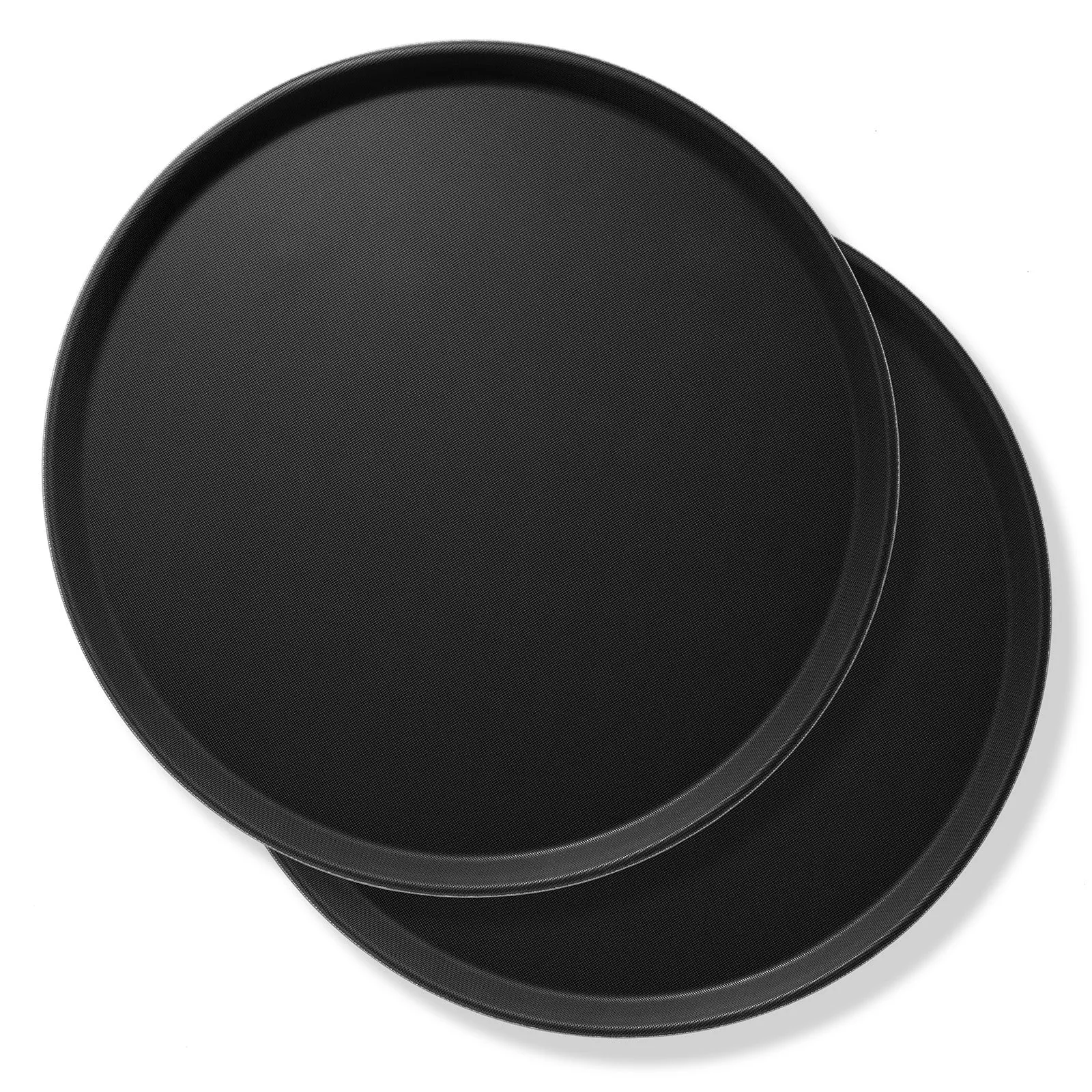 (Set of 2) Round Restaurant Serving Trays, Non-Slip NSF Food Service